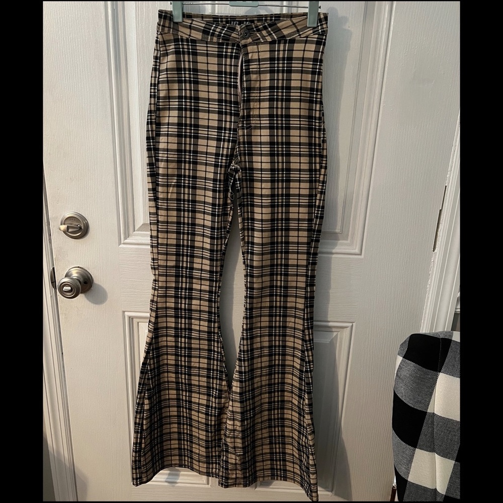 Plaid flare pants